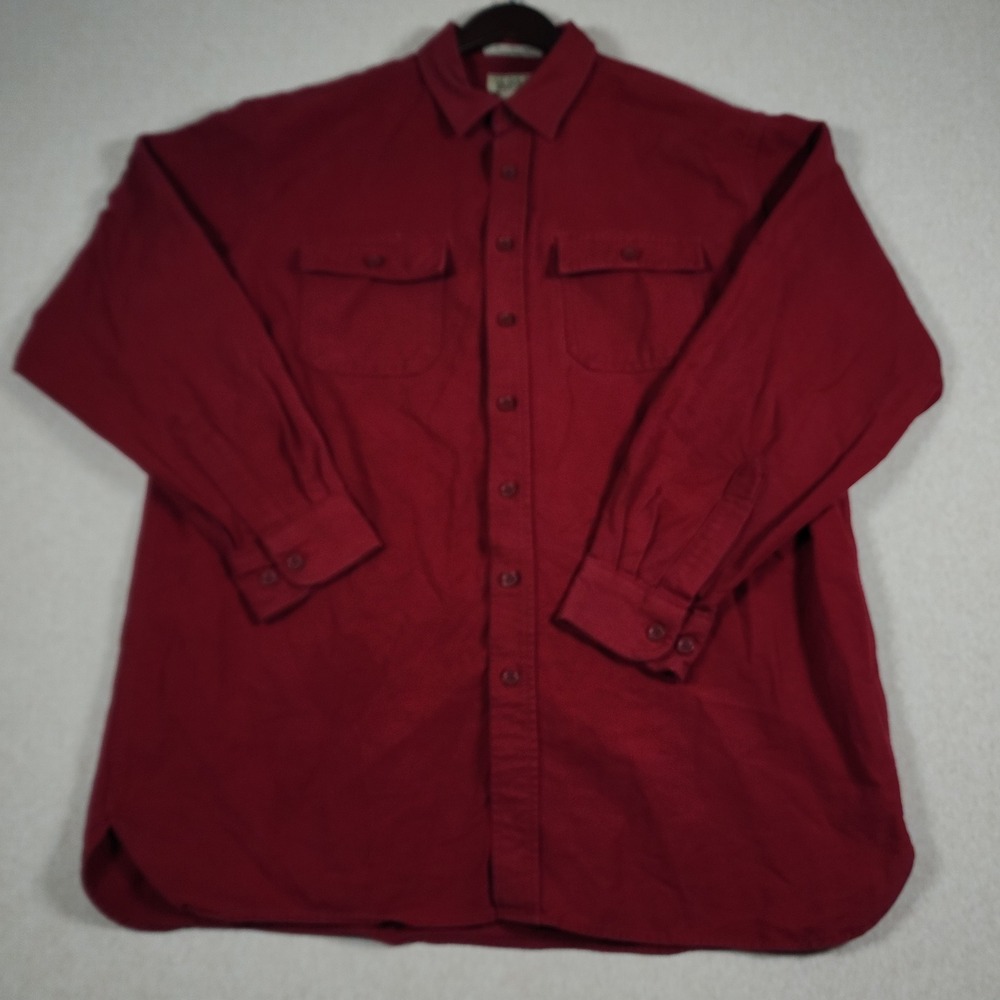 LL Bean Chamois Cloth Shirt Red Traditional Fit XL Tall Heavy Cotton Button Down